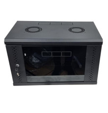 Шафа настінна EServer 19" 6U-600х350х370 (скло), чорний (ES-Е635B)