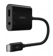 Адаптер Belkin RockStar USB Type-C - 3.5 мм + USB Type-C 60W (M/F+F), 0.12 м, Black (NPA004btBK)