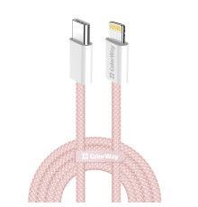Кабель ColorWay Lightning + USB Type-C (M/M), 3.0 А, 1 м, Pink (CW-CBPDCL061-P)