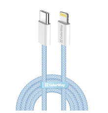 Кабель ColorWay Lightning + USB Type-C (M/M), 3.0 А, 1 м, Blue (CW-CBPDCL061-BL)
