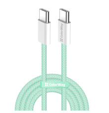 Кабель ColorWay USB Type-C + USB Type-C (M/M), 3.0 А, 1 м, Green (CW-CBPDCC061-G)