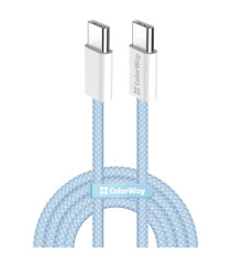 Кабель ColorWay USB Type-C + USB Type-C (M/M), 3.0 А, 1 м, Blue (CW-CBPDCC061-BL)