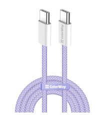 Кабель ColorWay USB Type-C + USB Type-C (M/M), 3.0 А, 1 м, Purple (CW-CBPDCC061-PU)