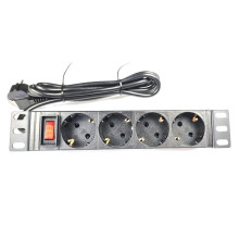 Блок розеток EServer 1U 10" (WT-2316A) з вимик., алюм, корпус, 4 розетки, 1.8м