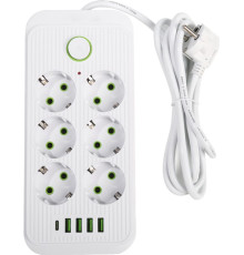 Мережевий фільтр XoKo SP-6-4-1 6 розеток, 5 USB, 2 м White (XК-SP6-4-1-WH)