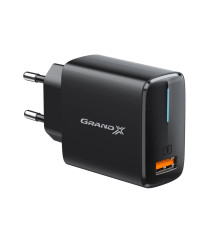 Мережевий зарядний пристрій Grand-X Quick Charge 3.0 (1xUSB 1.5-3A) Black (CH-550B)