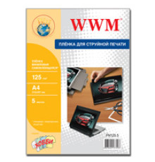 Самоклеющаяся пленка  WWM, глянцевая виниловая 125g/m2, A4, 5л (FN125.5)