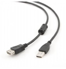 Кабель Cablexpert удлинитель USB - USB V 2.0 (M/F), 4.5 м, ферритовый фильтр, черный (CCF-USB2-AMAF-15)
