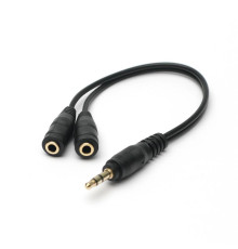 Кабель PowerPlant 3.5mm(M) - 2х3.5mm(F), 0.2 м, Black (KD00AS1263)