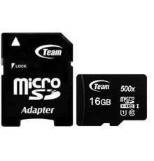 Карта памяти MicroSDHC  16GB UHS-I Class 10 Team Black + SD-adapter (TUSDH16GCL10U03)