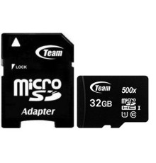 Карта памяти MicroSDHC  32GB UHS-I Class 10 Team Black + SD-adapter (TUSDH32GCL10U03)