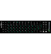 Наліпка на клавіатуру Grand-X 68 keys Cyrillic green, Latin white (GXDPGW)