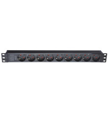 Блок розеток EServer 1U 19" (WT-2260B-GER) без вимик., пласт. корпус, 9 розеток, 1.8м