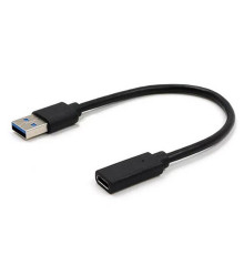 Адаптер Cablexpert USB - USB Type-C V 3.0 (M/F), 0.1 м, чорний (A-USB3-AMCF-01)