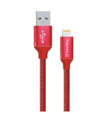Кабель ColorWay USB - Lightning (M/M), 1 м, Red (CW-CBUL004-RD)