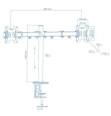 Кронштейн Walfix DM-400B (для 2-х мониторов)