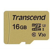 Карта пам`ятi MicroSDHC 16GB UHS-I/U3 Class 10 Transcend 500S + SD-adapter (TS16GUSD500S)