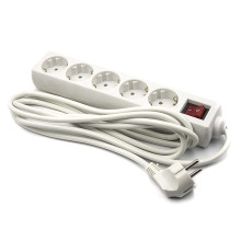 Фільтр живлення PowerPlant JY-1052/3 (PPSA08M30S5) 5 розеток, 3 м, білий, кульок