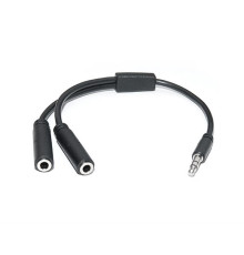 Аудіо-кабель REAL-EL Audio Pro 3.5 мм - 2х3.5 мм (M/F), 0.2 м, чорний (EL123500039)