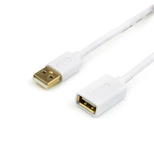Кабель Atcom (13424) USB 2.0 AM/AF, 0.8м, белый