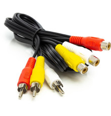 Кабель PowerPlant (CA912049) 3хRCA(M)-3хRCA(F), 1м Black