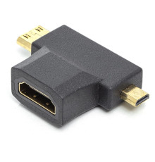 Адаптер PowerPlant (CA912056) HDMI(AF)-microHDMI(AM)/miniHDMI(AM) Black