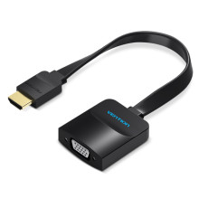 Адаптер Vention Flat HDMI - VGA (M/F), зі звуком і живленням, 0.15 м, чорний (ACKBB)