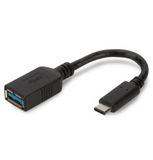 Адаптер Digitus USB 2.0 (AF/Type-C) OTG 0.15m, Black (AK-300315-001-S)