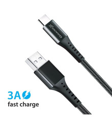 Кабель Grand-X USB - USB Type-C (M/M), 3 A, Fast Сharge, 1.2 м, Black (FC-12B)