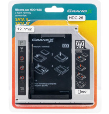 Адаптер підключення Grand-X HDD 2.5" в відсік приводу ноутбука SATA/SATA3 12.7мм (HDC-25)