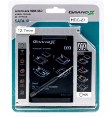 Адаптер Grand-X для подключения HDD 2.5" в отсек привода ноутбука SATA3 12.7мм (HDC-27)