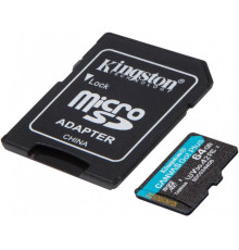Карта пам`яті MicroSDXC 64GB UHS-I/U3 Class 10 Kingston Canvas Go! Plus R170/W70MB/s + SD-адаптер (SDCG3/64GB)