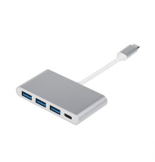 Концентратор USB Type-CAtcom 3хUSB3.0, USB Type-C, 0.1м, метал Silver (12808)