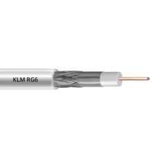Кабель коаксиальный KLM RG-6 1.02 мм, экранирование, 40 %, 75 Ом, 100 м, белый (120646)