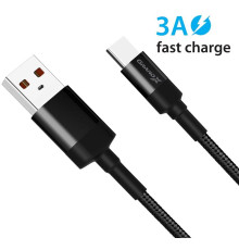 Кабель Grand-X USB - USB Type-C (M/M), 3 A, Cu, Fast Сharge, 1 м, Black (FC-03)