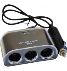 Автомобильное зарядное устройство Atcom ES-09 (HUB 3*DC12 + 1*USB, 2.1A) Black (13151)