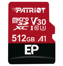 Карта памяти MicroSDXC 512GB UHS-I/U3 Class 10 Patriot EP A1 R90/W80MB/s + SD-adapter (PEF512GEP31MCX)