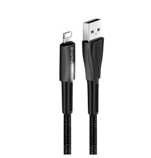 Кабель ColorWay USB - Lightning (M/M), 2.4 А, Zinc Alloy + Led, 1 м, Black (CW-CBUL035-BK)