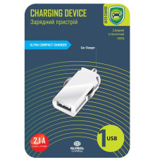 Автомобильное зарядное устройство Global MSH-SC-031 (1USBx2.1A) White (1283126445774)