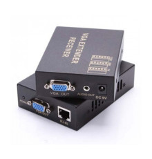 Адаптер Voltronic VGA+RJ-45 - VGA+3.5 мм (F/F), Black (YT-AEC VGA-100m/13860)