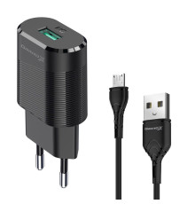 Мережевий зарядний пристрій Grand-X (1xUSB 2.1А) Black (CH-17U) + кабель micro-USB