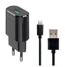 Мережевий зарядний пристрій Grand-X (1xUSB 2.1А) Black (CH-17BL) + кабель Lightning