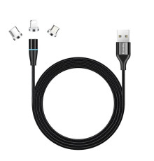 Кабель ColorWay USB - Lightning + micro USB + USB Type-C (M/M), Magnetic Data/Quick Charge, 2.4 А, 1 м, Black (CW-CBUU038-BK)