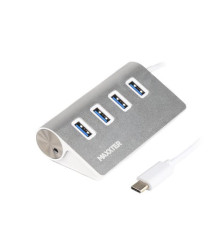 Концентратор USB Type-C Maxxter 4хUSB3.0 Silver (HU3С-4P-01)