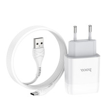 Зарядний пристрій Hoco C73A Glorious (2USB, 2.4А) White (6931474713070) + кабель Type-C