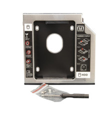 Перехідник Frime для установки 2.5" SSD/HDD у відсік приводу 12.7мм Black/Silver (FHDC127M)