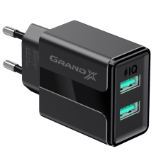 Мережевий зарядний пристрій Grand-X CH-15B (2xUSB 2.4A) Black
