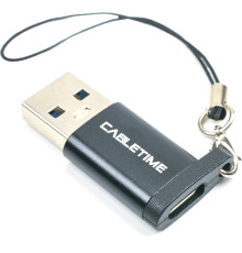 Адаптер Cabletime USB - USB Type-C V 3.0 (M/F) Black (CP73B)