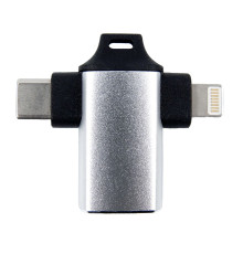 Адаптер Dengos OTG USB-Lightning/USB Type-C Silver (ADP-022)