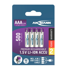 Аккумуляторы Ansmann AAA/HR03 Li-Ion 500 mAh BL 4 шт